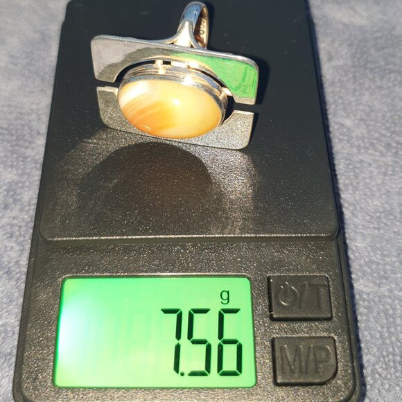 Unique Vintage European Modernist Apricot Carnelian Agate .800 Silver Ring - Picture 12 of 12